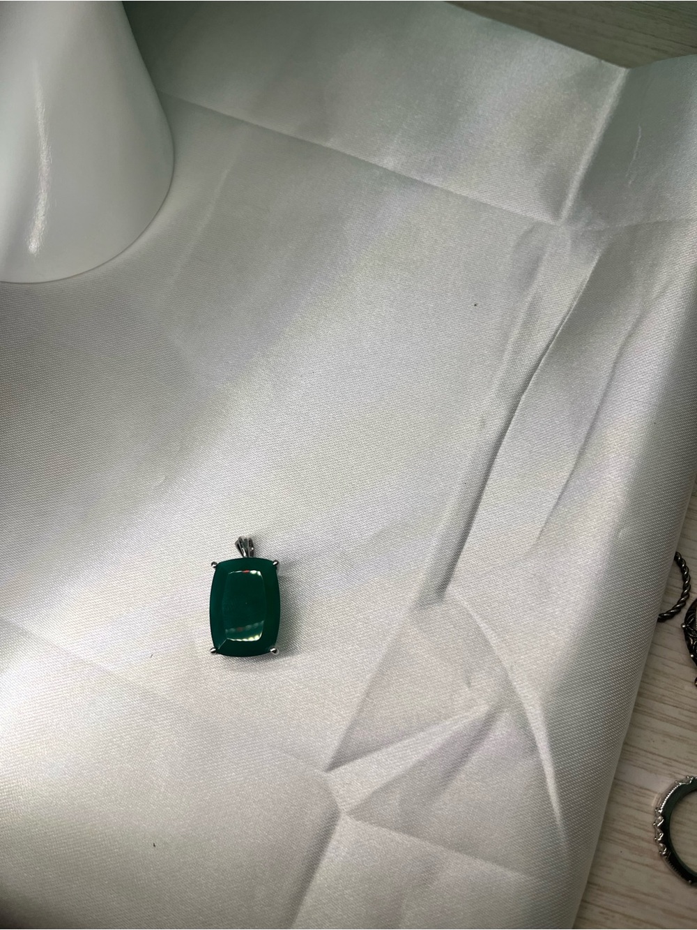 Green Rectangular Gemstone 925 Pendant